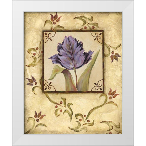 Purple Tulip White Modern Wood Framed Art Print by Moulton, Jo