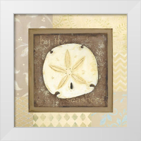 By the Seashore White Modern Wood Framed Art Print by Moulton, Jo