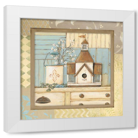 Birdhouse II White Modern Wood Framed Art Print by Moulton, Jo