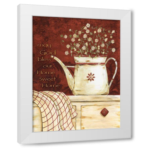 May God Bless White Modern Wood Framed Art Print by Moulton, Jo