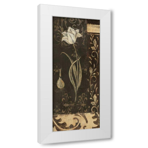 Black and White Tulip White Modern Wood Framed Art Print by Moulton, Jo