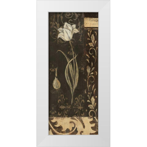 Black and White Tulip White Modern Wood Framed Art Print by Moulton, Jo