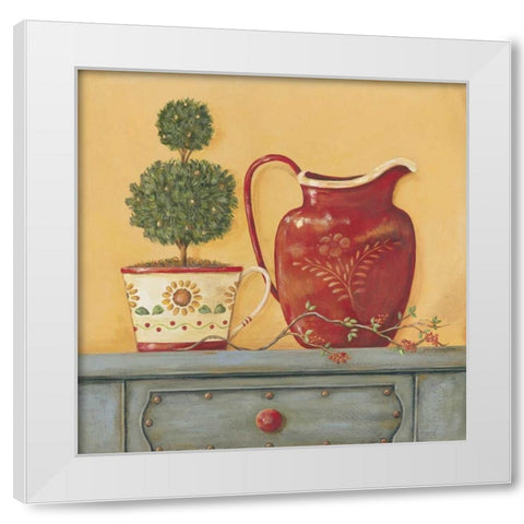 Red Vase White Modern Wood Framed Art Print by Moulton, Jo