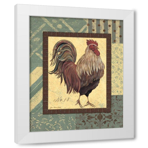 Rooster No. 14 White Modern Wood Framed Art Print by Moulton, Jo
