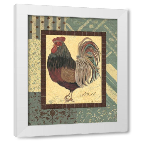 Rooster No. 15 White Modern Wood Framed Art Print by Moulton, Jo