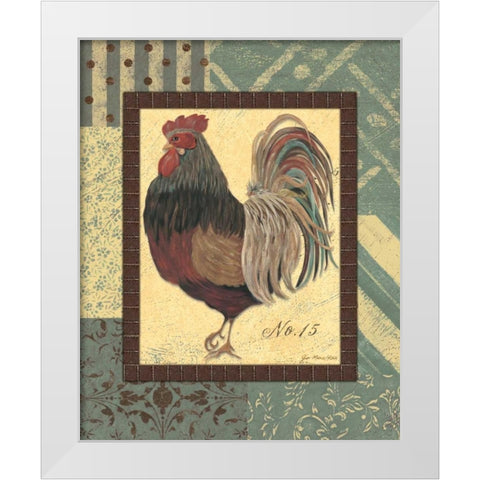 Rooster No. 15 White Modern Wood Framed Art Print by Moulton, Jo
