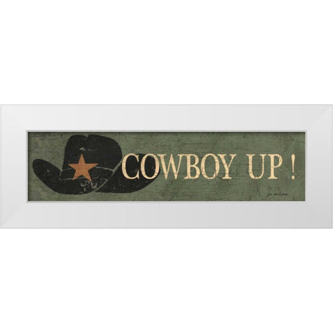 Cowboy Up White Modern Wood Framed Art Print by Moulton, Jo