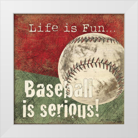 Baseball White Modern Wood Framed Art Print by Moulton, Jo