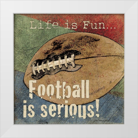 Football White Modern Wood Framed Art Print by Moulton, Jo