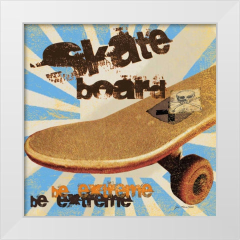 Skateboard White Modern Wood Framed Art Print by Moulton, Jo