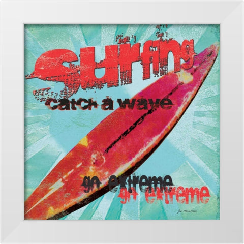 Surfing White Modern Wood Framed Art Print by Moulton, Jo