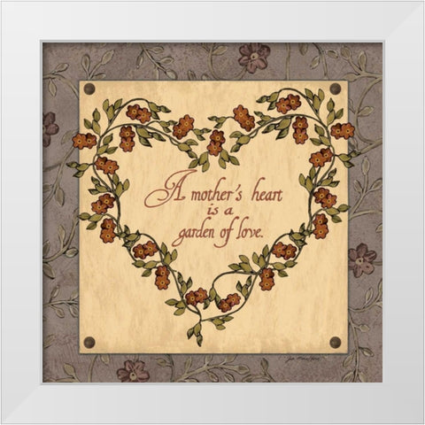 A Mothers Heart White Modern Wood Framed Art Print by Moulton, Jo