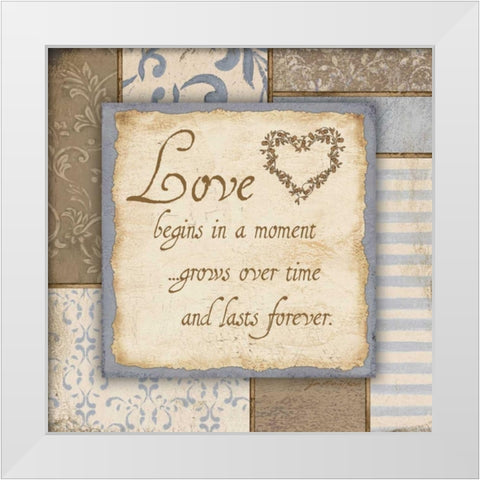 Love White Modern Wood Framed Art Print by Moulton, Jo