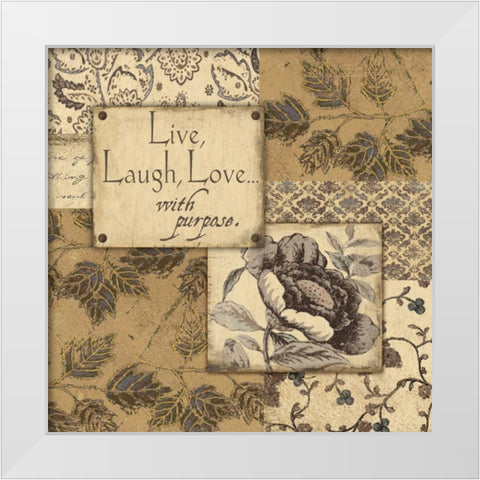 Live-Laugh-Love White Modern Wood Framed Art Print by Moulton, Jo