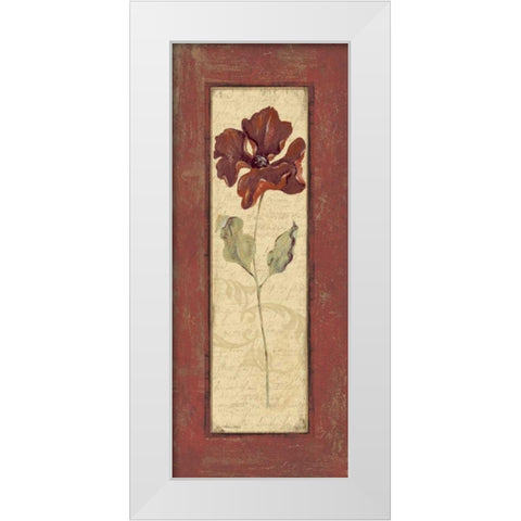 Crimson Petals I White Modern Wood Framed Art Print by Moulton, Jo