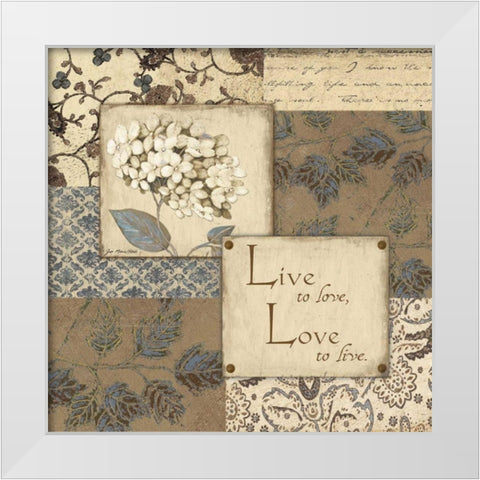 Live-Love White Modern Wood Framed Art Print by Moulton, Jo