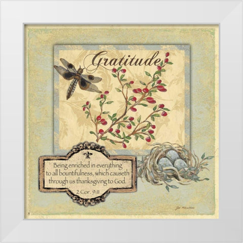 Gratitude White Modern Wood Framed Art Print by Moulton, Jo