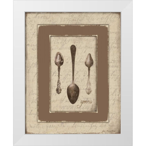 Spoons White Modern Wood Framed Art Print by Moulton, Jo