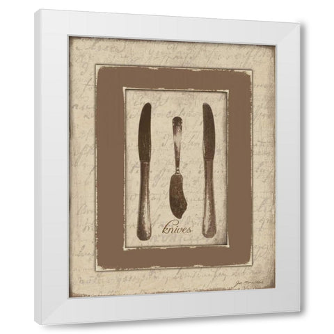 Knives White Modern Wood Framed Art Print by Moulton, Jo