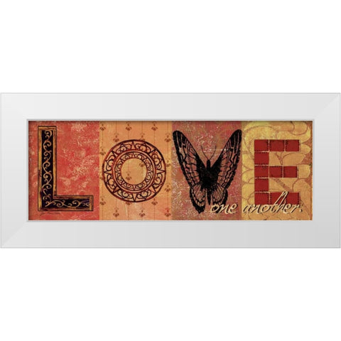 Love One Another White Modern Wood Framed Art Print by Moulton, Jo
