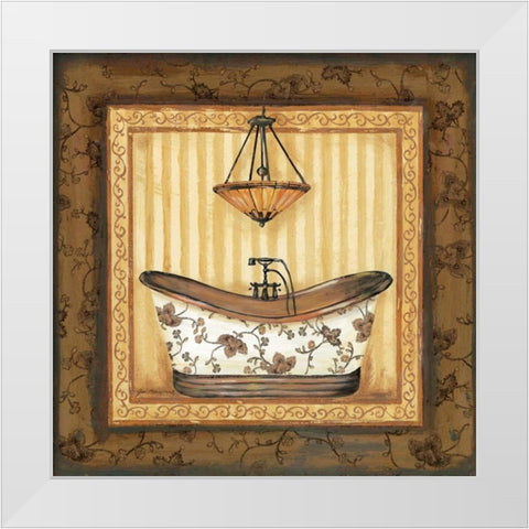 Copper Paisley Bath I White Modern Wood Framed Art Print by Moulton, Jo