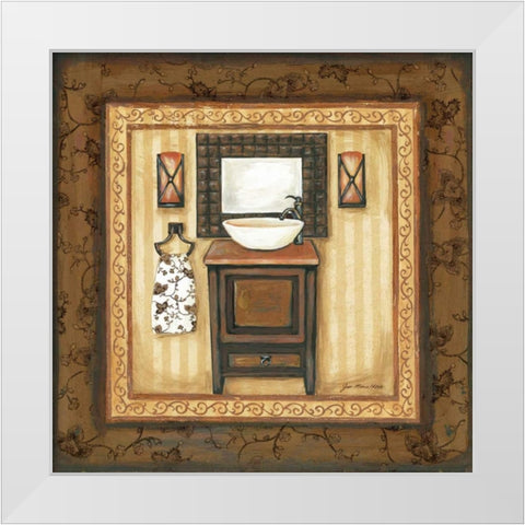 Copper Paisley Bath II White Modern Wood Framed Art Print by Moulton, Jo