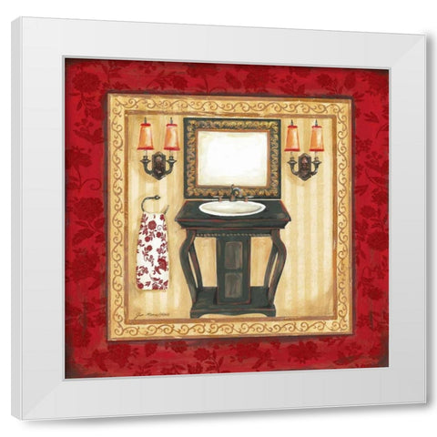Red Demask Bath II White Modern Wood Framed Art Print by Moulton, Jo