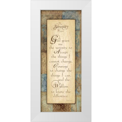 Serenity Prayer White Modern Wood Framed Art Print by Moulton, Jo