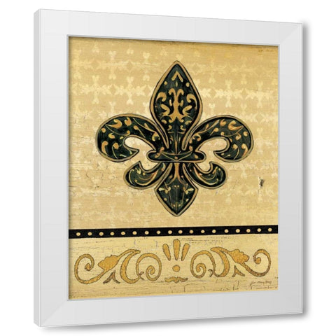 Golden Fleur De Lis White Modern Wood Framed Art Print by Moulton, Jo