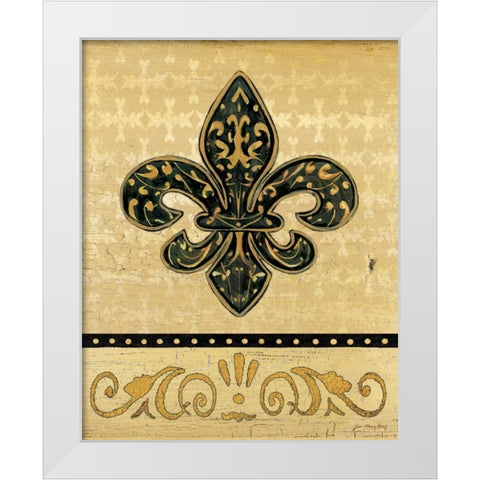 Golden Fleur De Lis White Modern Wood Framed Art Print by Moulton, Jo