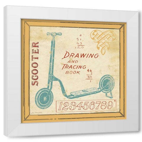 Vintage Scooter White Modern Wood Framed Art Print by Moulton, Jo