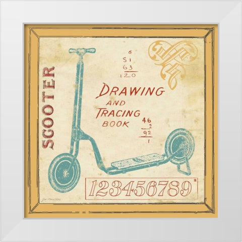 Vintage Scooter White Modern Wood Framed Art Print by Moulton, Jo