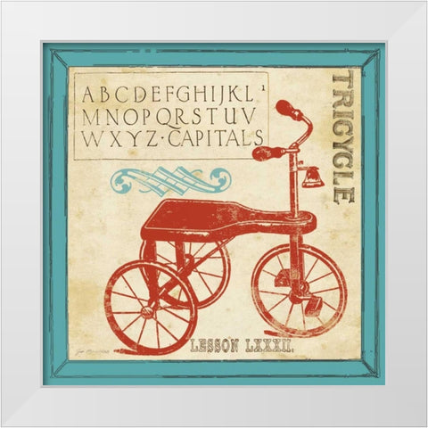 Vintage Tricycle White Modern Wood Framed Art Print by Moulton, Jo