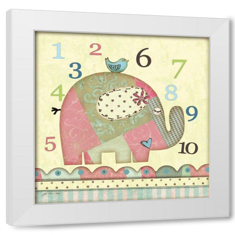 Number Elephant White Modern Wood Framed Art Print by Moulton, Jo