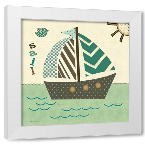 Sails West White Modern Wood Framed Art Print by Moulton, Jo