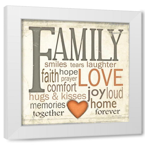 Family Typography White Modern Wood Framed Art Print by Moulton, Jo