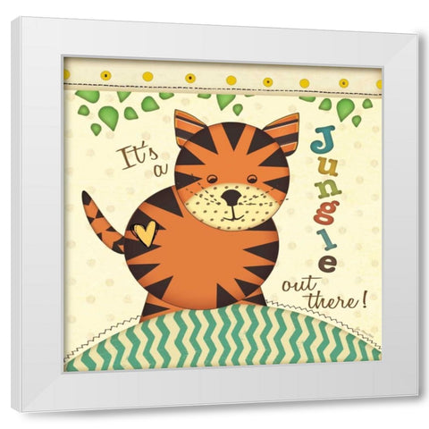 Jungle Tiger White Modern Wood Framed Art Print by Moulton, Jo