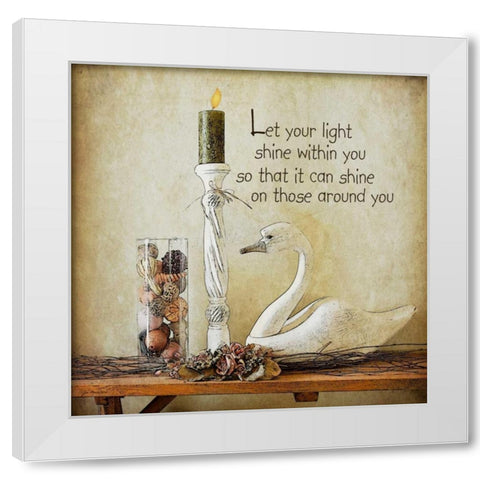 Let Your Light Shine White Modern Wood Framed Art Print by Moulton, Jo