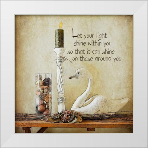 Let Your Light Shine White Modern Wood Framed Art Print by Moulton, Jo