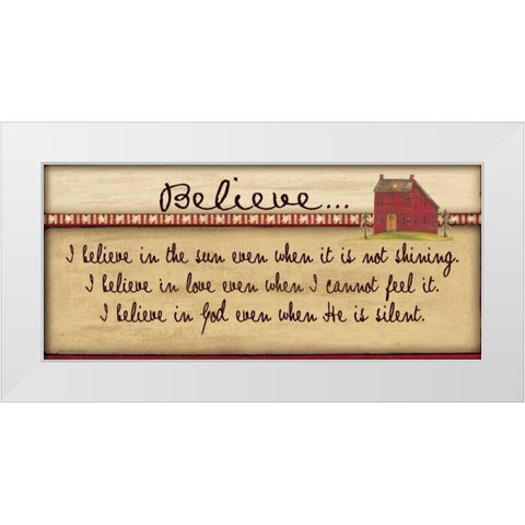 Believe White Modern Wood Framed Art Print by Moulton, Jo