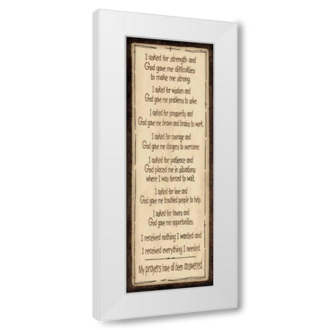 Answered Prayers White Modern Wood Framed Art Print by Moulton, Jo