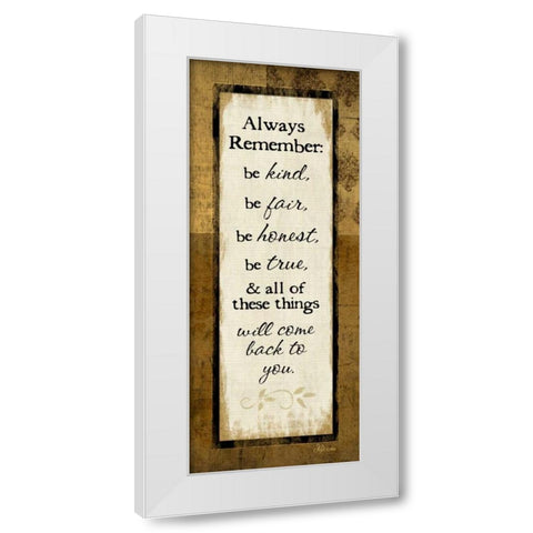 Always Remember White Modern Wood Framed Art Print by Pugh, Jennifer