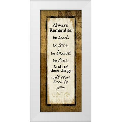 Always Remember White Modern Wood Framed Art Print by Pugh, Jennifer