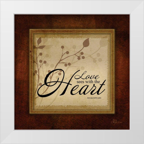 Love See With the Heart White Modern Wood Framed Art Print by Pugh, Jennifer