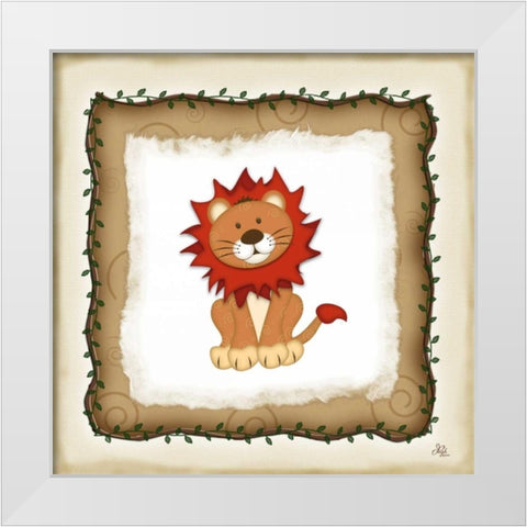 Safari Lion White Modern Wood Framed Art Print by Pugh, Jennifer