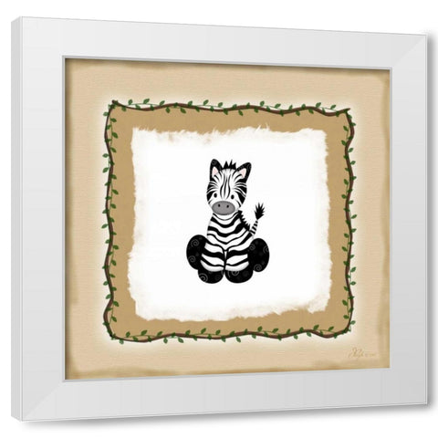 Safari Zebra White Modern Wood Framed Art Print by Pugh, Jennifer