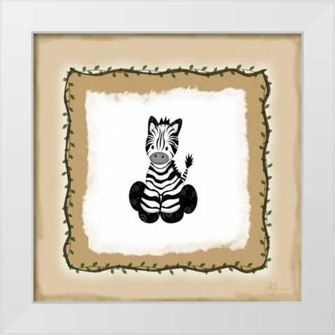 Safari Zebra White Modern Wood Framed Art Print by Pugh, Jennifer