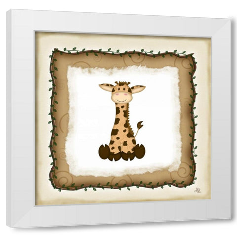 Safari Giraffe White Modern Wood Framed Art Print by Pugh, Jennifer