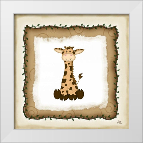 Safari Giraffe White Modern Wood Framed Art Print by Pugh, Jennifer