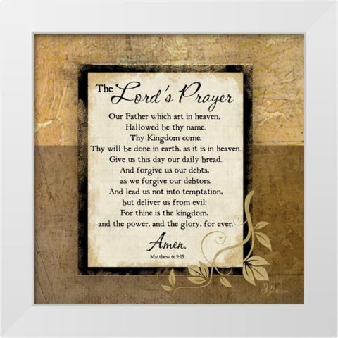 The Lords Prayer White Modern Wood Framed Art Print by Pugh, Jennifer